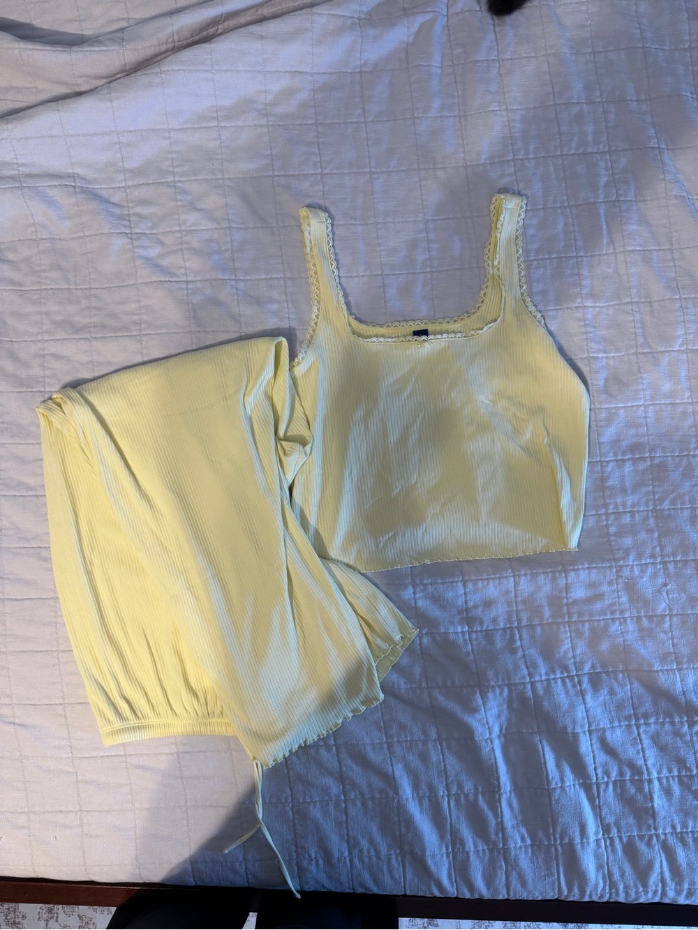 Old Navy Pale Yellow Ribbed Tank & Pant Set